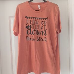 Women's Disney inspired Trick or Treat Down Main Street Orange Graphic Tee
